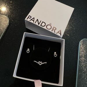 Sparkling Heart Necklace + Heart Stud Earrings